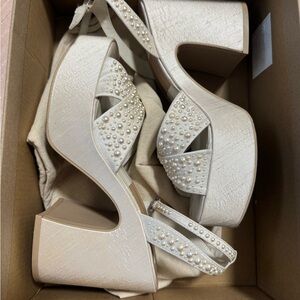 Dolce Vita Cream Pearl Platform Heels